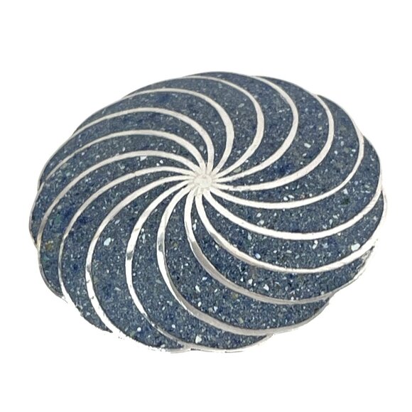 A Garcia Taxco Mexico Vintage Mexican Sterling Silver Blue Sodalite Chip Swirl B - Picture 3 of 9